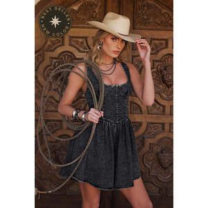 12th Tribe Kit Black Denim Drop Waist Mini Dress